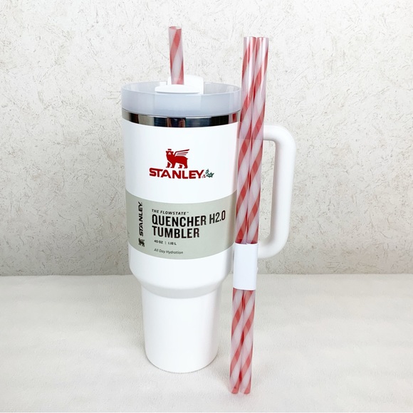 Stanley Limited Edition Holiday Mistletoe Twist Quencher 40 Oz White Peppermint - Picture 6 of 10